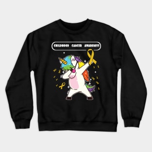 childhood cancer awareness t shirt dabbing unicorn warrior Crewneck Sweatshirt